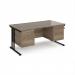 Maestro 25 straight desk 1600mm x 800mm with two x 2 drawer pedestals - black cantilever leg frame, Nebraska oak top MC16P22KNO