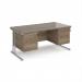 Maestro 25 straight desk 1600mm x 800mm with two x 2 drawer pedestals - silver cantilever leg frame, Nebraska oak top MC16P22SNO