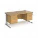 Maestro 25 straight desk 1600mm x 800mm with two x 2 drawer pedestals - silver cantilever leg frame, oak top MC16P22SO