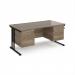 Maestro 25 straight desk 1600mm x 800mm with 2 and 3 drawer pedestals - black cantilever leg frame, Nebraska oak top MC16P23KNO