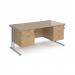 Maestro 25 straight desk 1600mm x 800mm with 2 and 3 drawer pedestals - silver cantilever leg frame, Kendal oak top MC16P23SKO