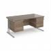 Maestro 25 straight desk 1600mm x 800mm with 2 and 3 drawer pedestals - silver cantilever leg frame, Nebraska oak top MC16P23SNO