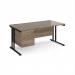 Maestro 25 straight desk 1600mm x 800mm with 2 drawer pedestal - black cantilever leg frame, Nebraska oak top MC16P2KNO