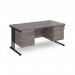 Maestro 25 straight desk 1600mm x 800mm with two x 3 drawer pedestals - black cantilever leg frame, grey oak top MC16P33KGO