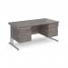 Maestro 25 straight desk 1600mm x 800mm with two x 3 drawer pedestals - silver cantilever leg frame, grey oak top MC16P33SGO