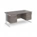 Maestro 25 straight desk 1600mm x 800mm with two x 3 drawer pedestals - white cantilever leg frame, grey oak top MC16P33WHGO