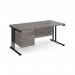 Maestro 25 straight desk 1600mm x 800mm with 3 drawer pedestal - black cantilever leg frame, grey oak top MC16P3KGO