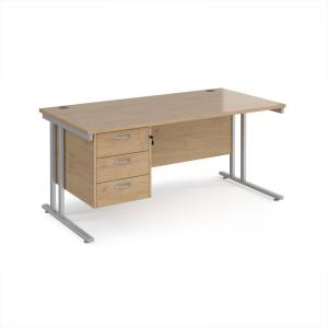 Maestro 25 straight desk 1600mm x 800mm with 3 drawer pedestal -