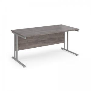 Maestro 25 straight desk 1600mm x 800mm - silver cantilever leg frame,