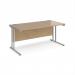 Maestro 25 straight desk 1600mm x 800mm - silver cantilever leg frame, Kendal oak top MC16SKO