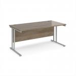 Maestro 25 straight desk 1600mm x 800mm - silver cantilever leg frame, Nebraska oak top MC16SNO