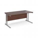 Maestro 25 straight desk 1600mm x 800mm - silver cantilever leg frame, walnut top MC16SW