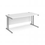Maestro 25 straight desk 1600mm x 800mm - silver cantilever leg frame, white top MC16SWH