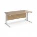 Maestro 25 straight desk 1600mm x 800mm - white cantilever leg frame, Kendal oak top MC16WHKO