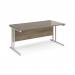 Maestro 25 straight desk 1600mm x 800mm - white cantilever leg frame, Nebraska oak top MC16WHNO