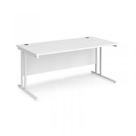 Maestro 25 straight desk 1600mm x 800mm - white cantilever leg frame, white top MC16WHWH