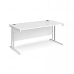 Maestro 25 straight desk 1600mm x 800mm - white cantilever leg frame and white top