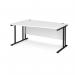 Maestro 25 left hand wave desk 1600mm wide - black cantilever leg frame, white top MC16WLKWH