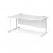 Maestro 25 left hand wave desk 1600mm wide - white cantilever leg frame, white top MC16WLWHWH