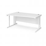 Maestro 25 left hand wave desk 1600mm wide - white cantilever leg frame, white top MC16WLWHWH
