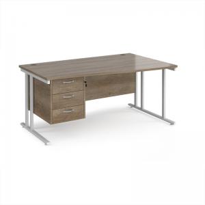 Maestro 25 right hand wave desk 1600mm wide with 3 drawer pedestal -