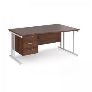 Maestro 25 right hand wave desk 1600mm wide with 3 drawer pedestal -