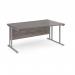 Maestro 25 right hand wave desk 1600mm wide - silver cantilever leg frame, grey oak top MC16WRSGO