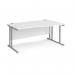 Maestro 25 right hand wave desk 1600mm wide - silver cantilever leg frame, white top MC16WRSWH