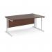 Maestro 25 right hand wave desk 1600mm wide - white cantilever leg frame, walnut top MC16WRWHW