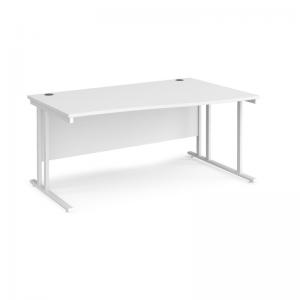 Maestro 25 right hand wave desk 1600mm wide - white cantilever leg