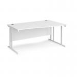 Maestro 25 right hand wave desk 1600mm wide - white cantilever leg frame, white top MC16WRWHWH