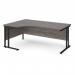 Maestro 25 left hand ergonomic desk 1800mm wide - black cantilever leg frame, grey oak top MC18ELKGO