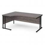 Maestro 25 left hand ergonomic desk 1800mm wide - black cantilever leg frame, grey oak top MC18ELKGO