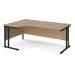 Maestro 25 left hand ergonomic desk 1800mm wide - black cantilever leg frame, Kendal oak top MC18ELKKO