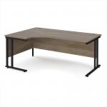 Maestro 25 left hand ergonomic desk 1800mm wide - black cantilever leg frame, Nebraska oak top MC18ELKNO