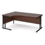 Maestro 25 left hand ergonomic desk 1800mm wide - black cantilever leg frame, walnut top MC18ELKW