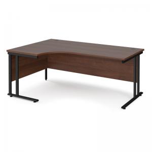 Maestro 25 left hand ergonomic desk 1800mm wide - black cantilever leg