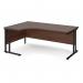 Maestro 25 left hand ergonomic desk 1800mm wide - black cantilever leg frame, walnut top MC18ELKW