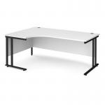 Maestro 25 left hand ergonomic desk 1800mm wide - black cantilever leg frame, white top MC18ELKWH