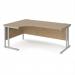Maestro 25 left hand ergonomic desk 1800mm wide - silver cantilever leg frame, Kendal oak top MC18ELSKO