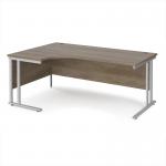 Maestro 25 left hand ergonomic desk 1800mm wide - silver cantilever leg frame, Nebraska oak top MC18ELSNO