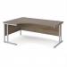 Maestro 25 left hand ergonomic desk 1800mm wide - silver cantilever leg frame, Nebraska oak top MC18ELSNO