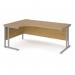 Maestro 25 left hand ergonomic desk 1800mm wide - silver cantilever leg frame, oak top MC18ELSO