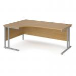 Maestro 25 left hand ergonomic desk 1800mm wide - silver cantilever leg frame and oak top