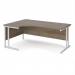 Maestro 25 left hand ergonomic desk 1800mm wide - white cantilever leg frame, Nebraska oak top MC18ELWHNO