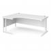 Maestro 25 left hand ergonomic desk 1800mm wide - white cantilever leg frame, white top MC18ELWHWH