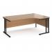 Maestro 25 right hand ergonomic desk 1800mm wide - black cantilever leg frame, beech top MC18ERKB