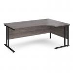 Maestro 25 right hand ergonomic desk 1800mm wide - black cantilever leg frame, grey oak top MC18ERKGO
