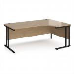 Maestro 25 right hand ergonomic desk 1800mm wide - black cantilever leg frame, Kendal oak top MC18ERKKO