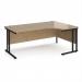 Maestro 25 right hand ergonomic desk 1800mm wide - black cantilever leg frame, Kendal oak top MC18ERKKO